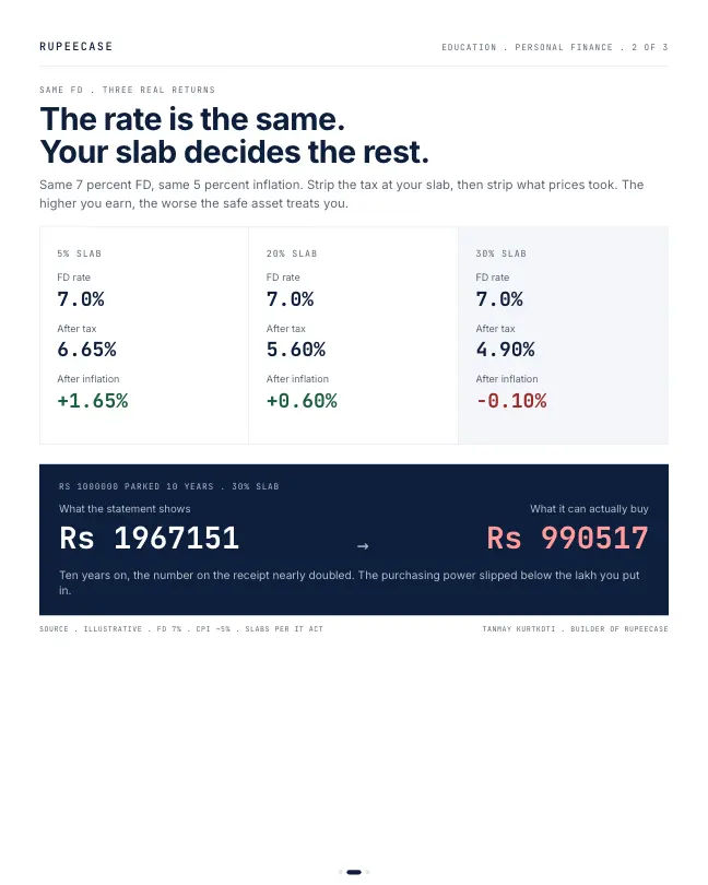 Card 2 of 3, ladder: After tax and inflation, safe can go backwards