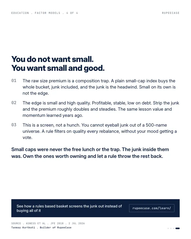 Card 4 of 4, lesson: Size matters, if you control your junk