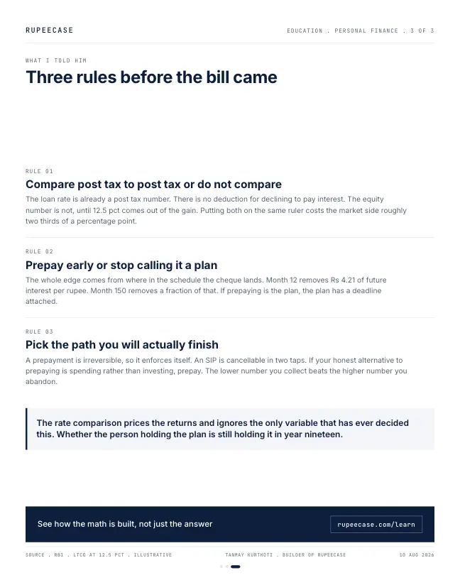 Card 3 of 3, rules: Prepay or invest: the schedule decides