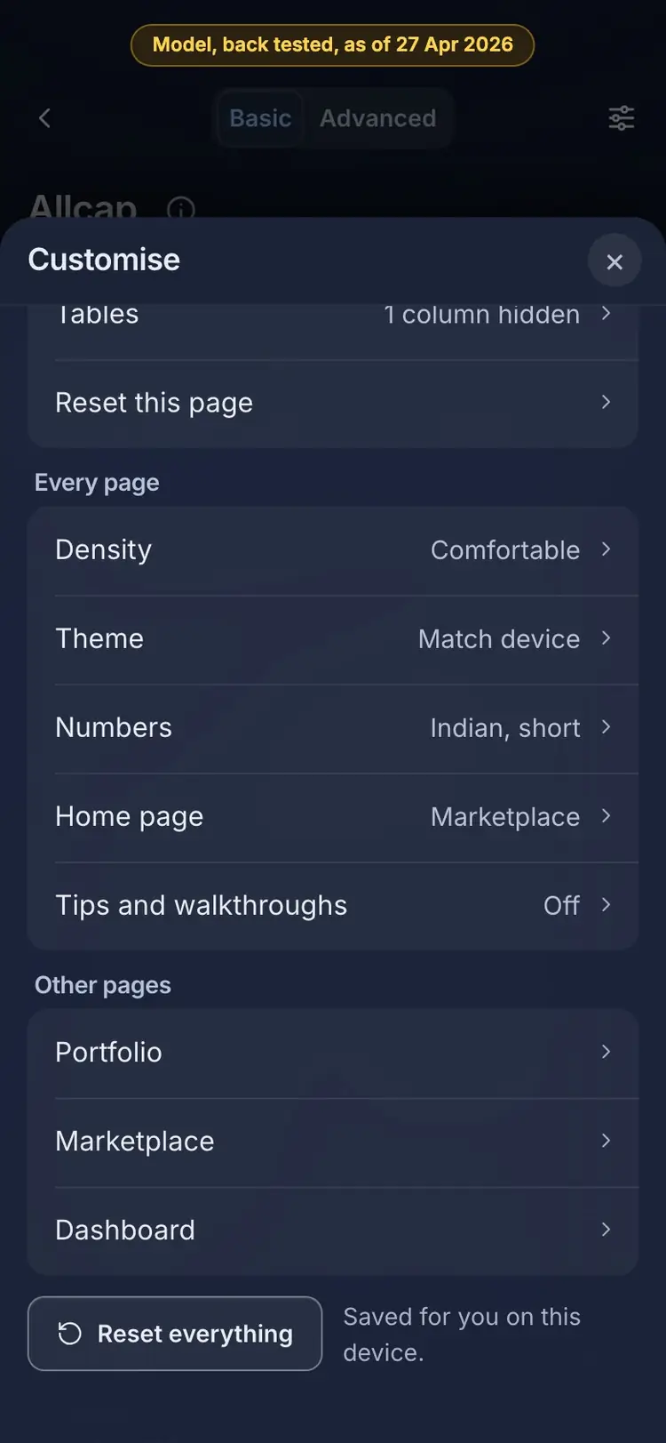 How to read it: the RupeeCase app on a phone, sample data, numbered markers on the buttons listed beside it