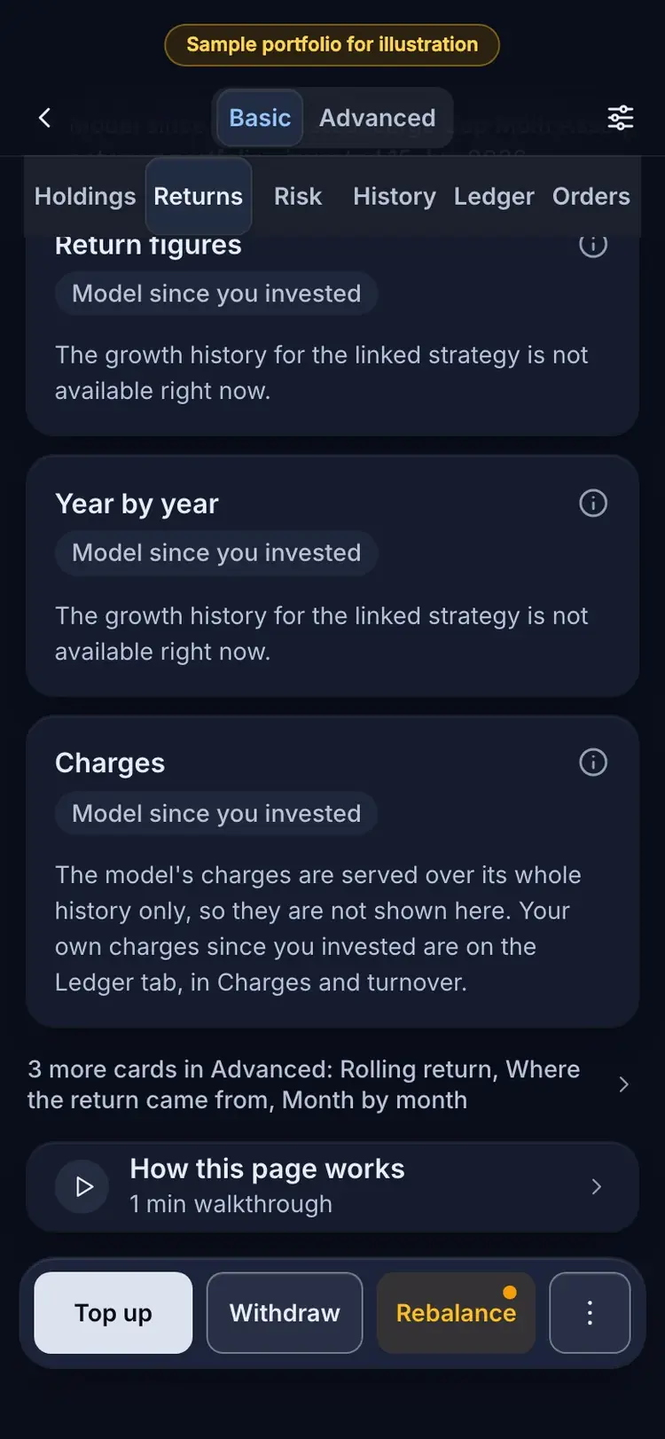 How to read it: the RupeeCase app on a phone, sample data, numbered markers on the buttons listed beside it
