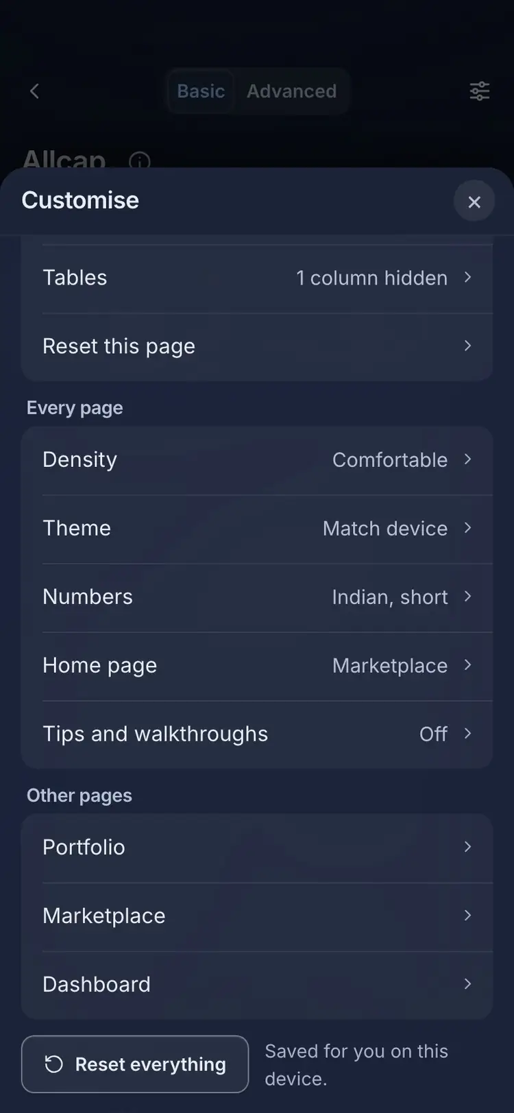 What it means: the RupeeCase app on a phone, sample data, numbered markers on the buttons listed beside it