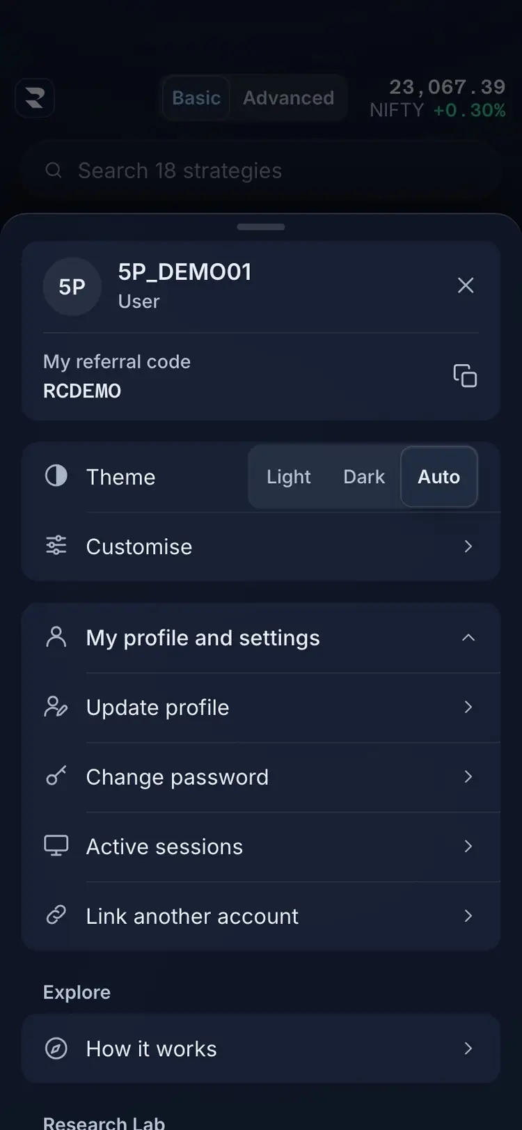 How to read it: the RupeeCase app on a phone, sample data, numbered markers on the buttons listed beside it