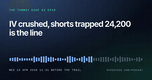 The Tanmay Edge EP19 card: IV crushed, shorts trapped 24,200 is the line