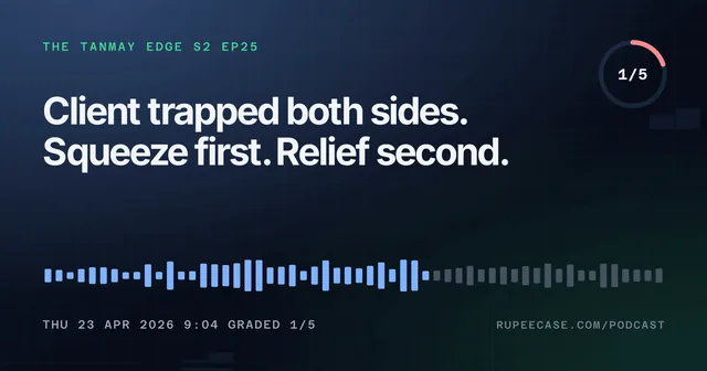 The Tanmay Edge EP25 card: Client trapped both sides. Squeeze first. Relief second., graded 1/5