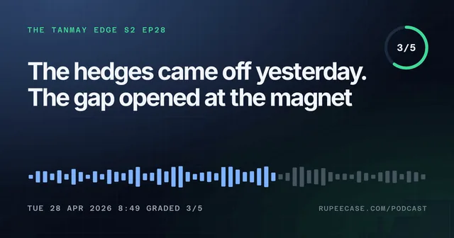 The Tanmay Edge EP28 card: The hedges came off yesterday. The gap opened at the magnet, graded 3/5