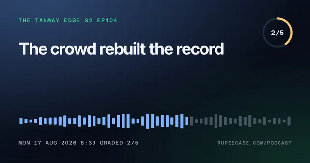 The Tanmay Edge EP104 card: The crowd rebuilt the record, graded 2/5